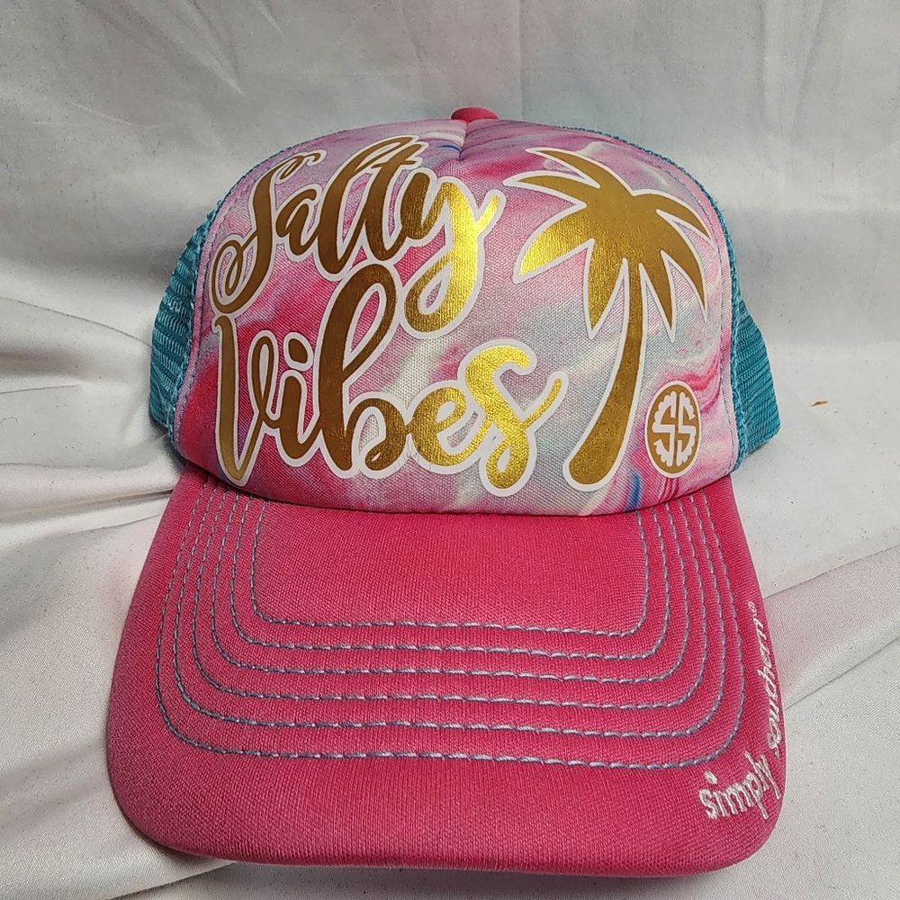 Simply Southern Pink and Gold Salty Vibes Trucker Hat
